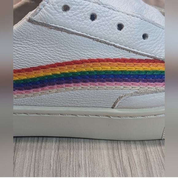 SOLUDOS Sneakers Women's Size 8 White Leather Rainbow Sun Embroidery - Picture 5 of 16